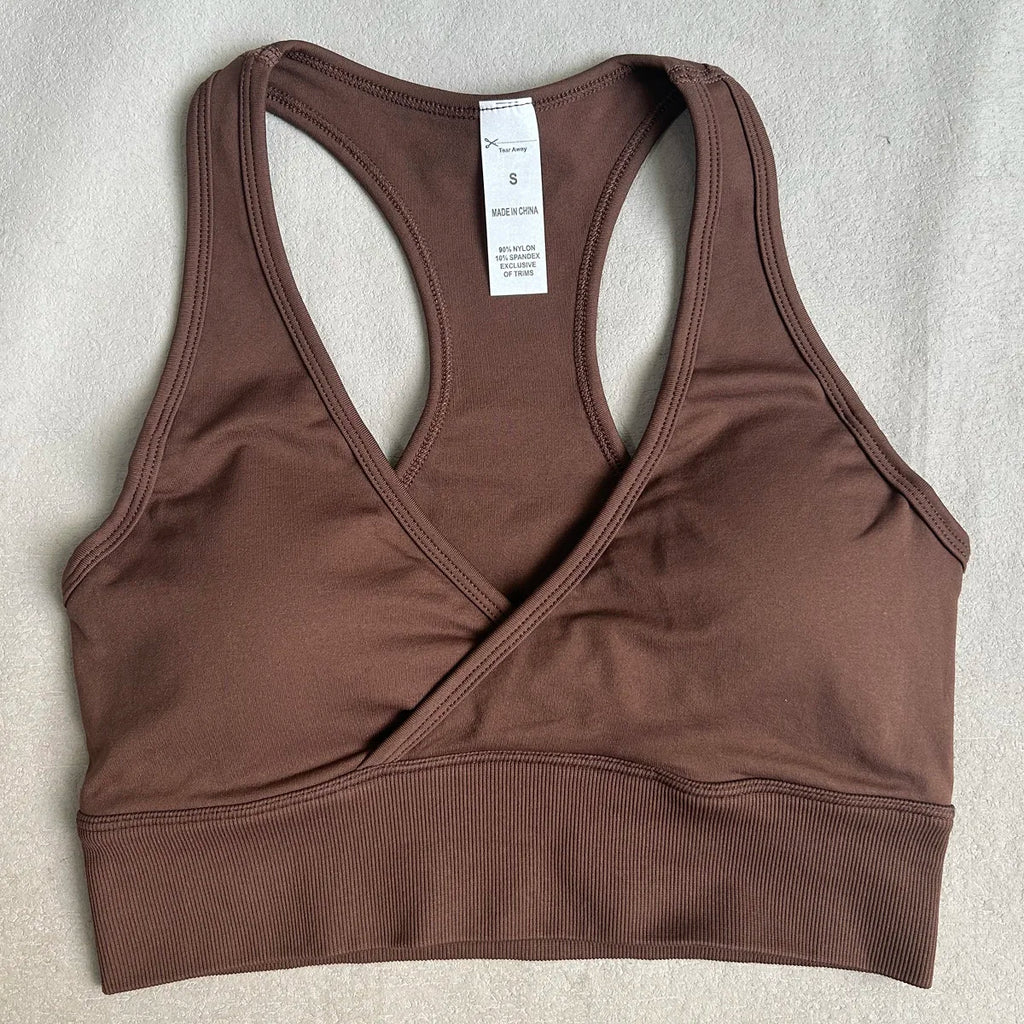 Women Sports Bra High Support Impact Ruched Fitness Underwear Gym Yoga Top Workout Clothes Push-up Corset Padded Activewear