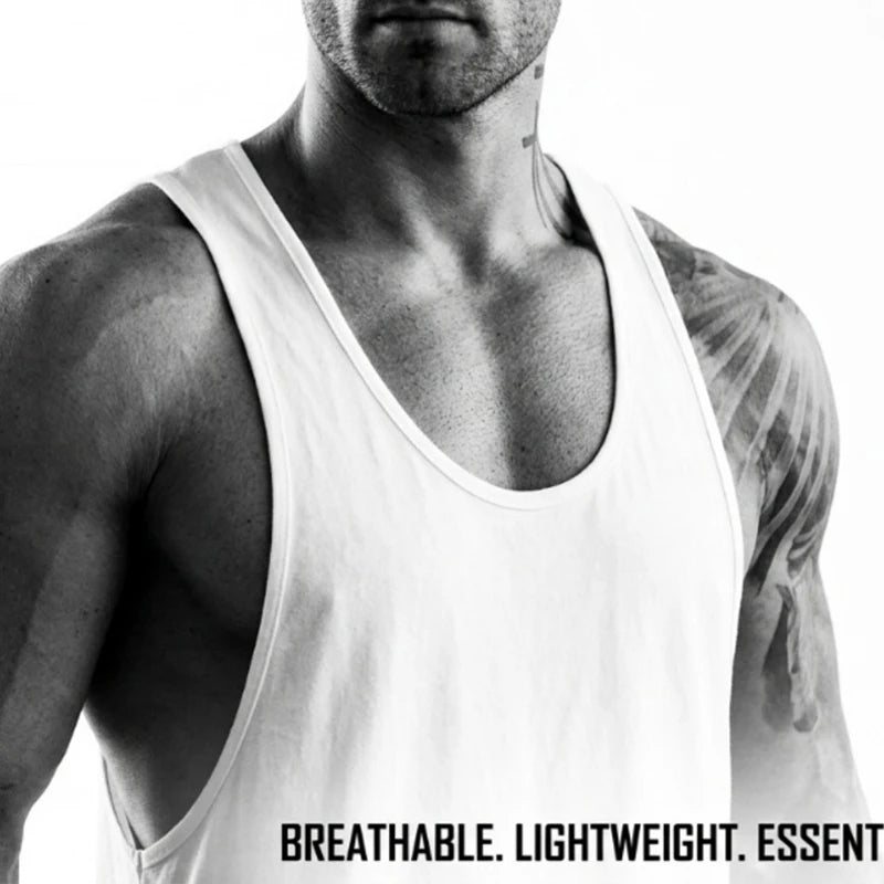 Men's New Summer Tank Top Cotton Sleeveless Square Collar Gym Exercise T-Shirt Breathable Comfortable Casual Sports Vest for Men