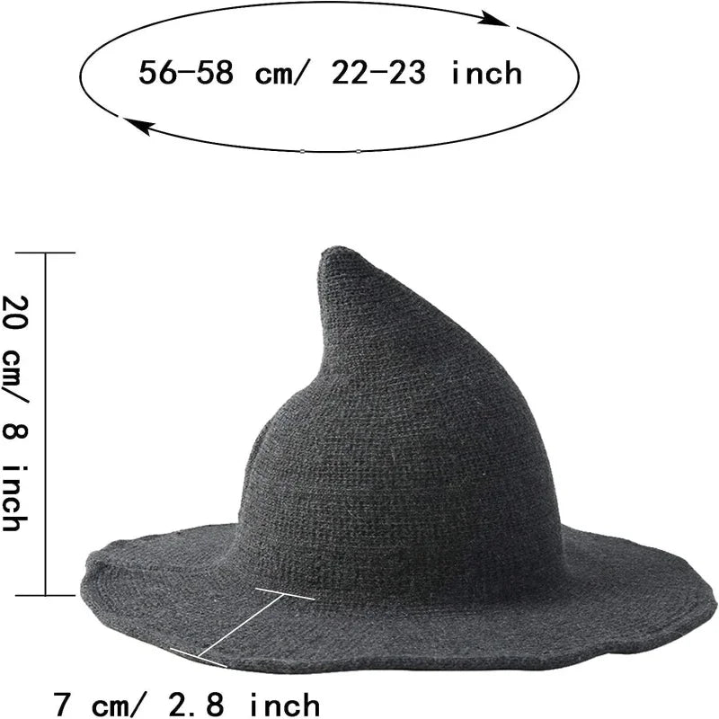 Vintage Halloween Witch Hat Woolen Long Point Hat for Women Halloween Party Hat Magical Hat Festival Party Cosplay Decoration