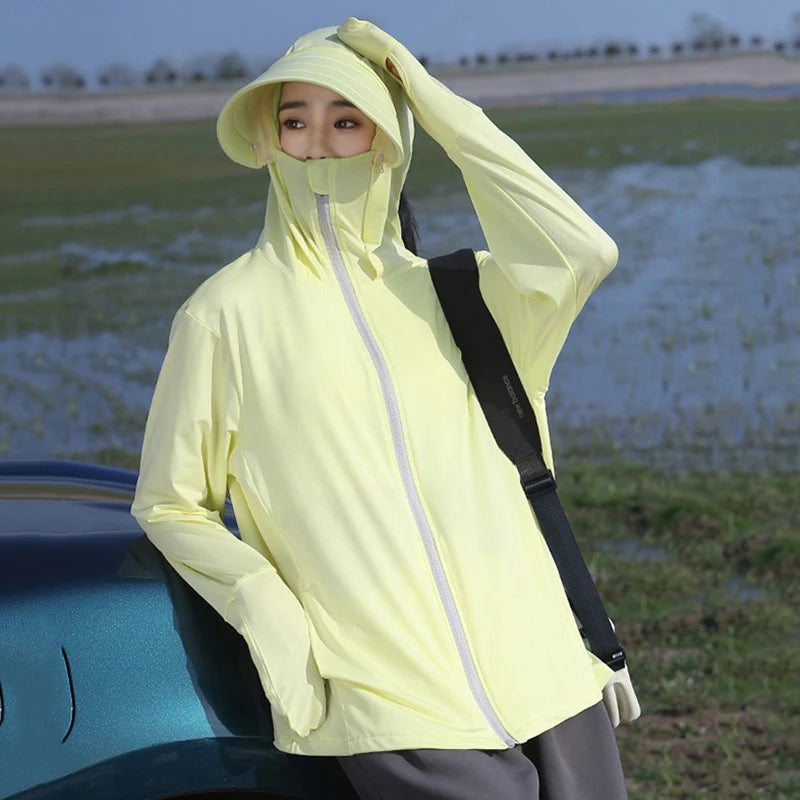 UPF50+ Sun Protection Clothing for Women Sunscreen Jacket Block UV Rays Outdoor Sport Coat Climbing and Cycling Travel Summer
