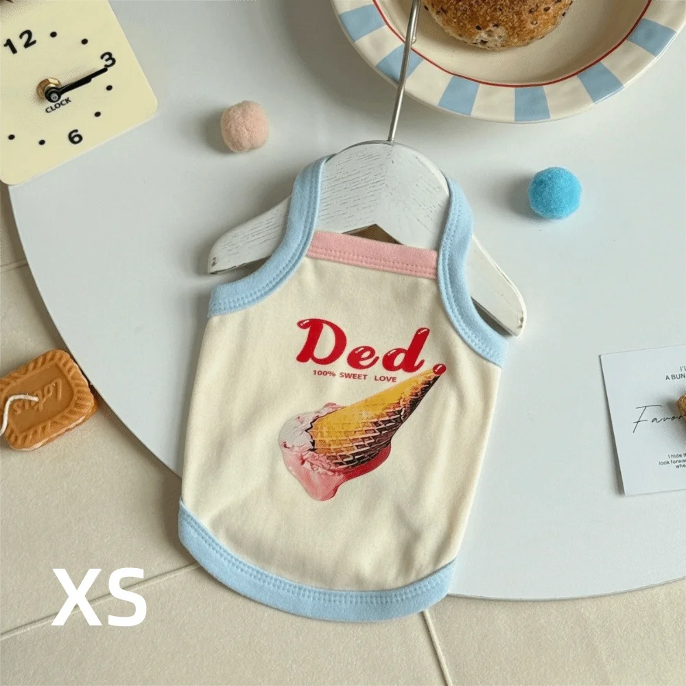 Cartoon Print Pet Ice Cream Camisole Vest Thin Breathable Comfortable Clothing Small Dog Dress Pet Tank Top Puppy Teddy