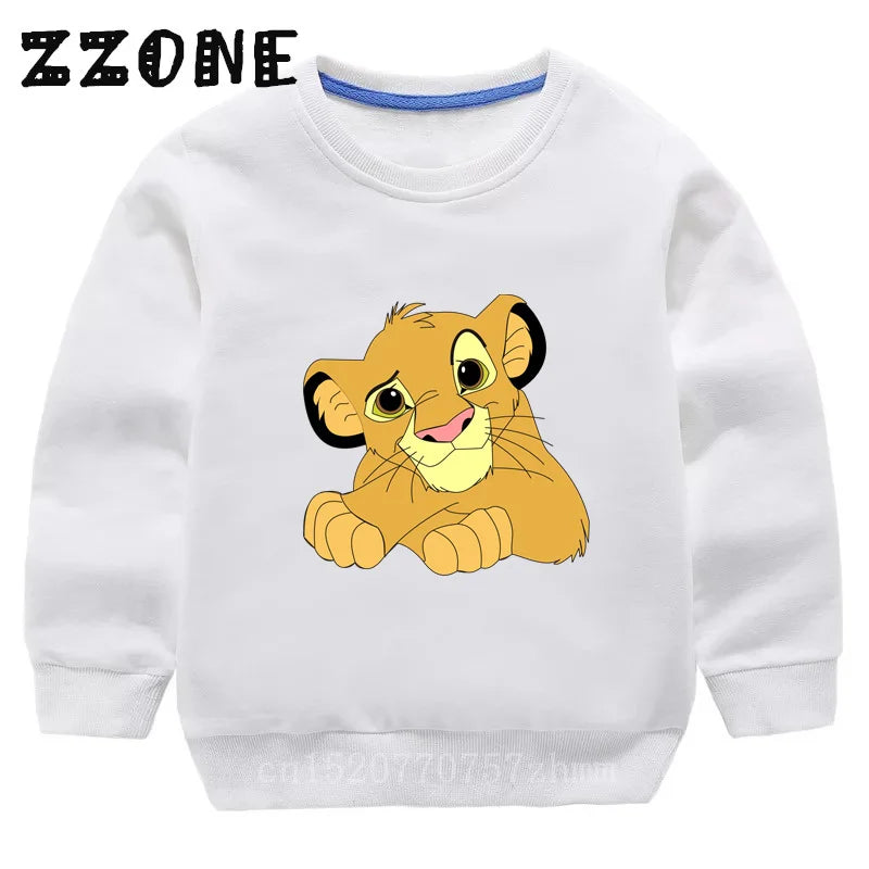 Kids Sweatshirts The Lion King Cute Simba Print Cartoon Children Hoodies Autumn Baby Pullover Outwear Tops Girls Boys Clothes