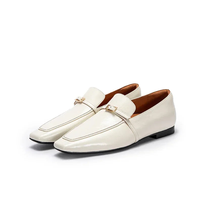 Women Shoes  Luxury Elegant Female Balance Shoes Square Toe Design Casual Ladies Low Heel Soft Soled Leather Shoes