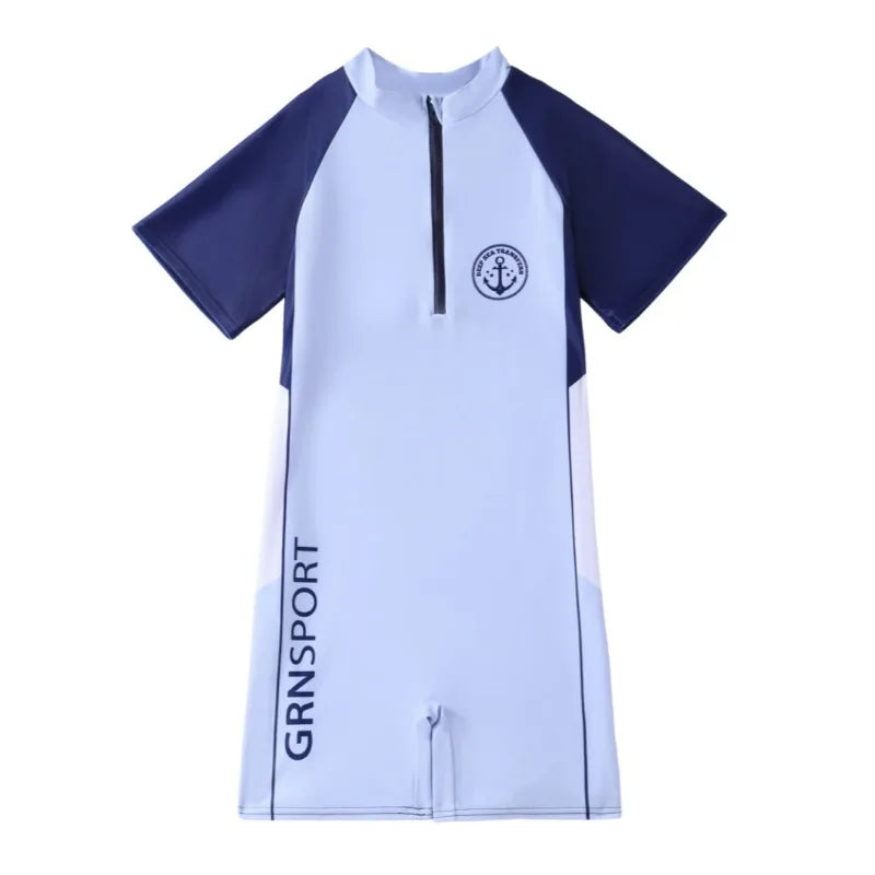 2026 New Style Summer Swimwear Kids Beach Wear High Elastic One-piece Sun Protection Swimsuit Baby Boys Surf Suit