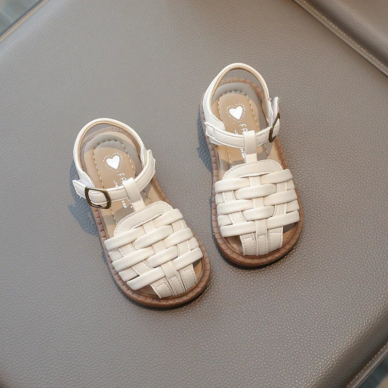 Kids Sandals 2026 Summer Sandals for Boy Fashion Children Cut-Outs Beach Shoes Braided Style Causal Walking Flat Sandals