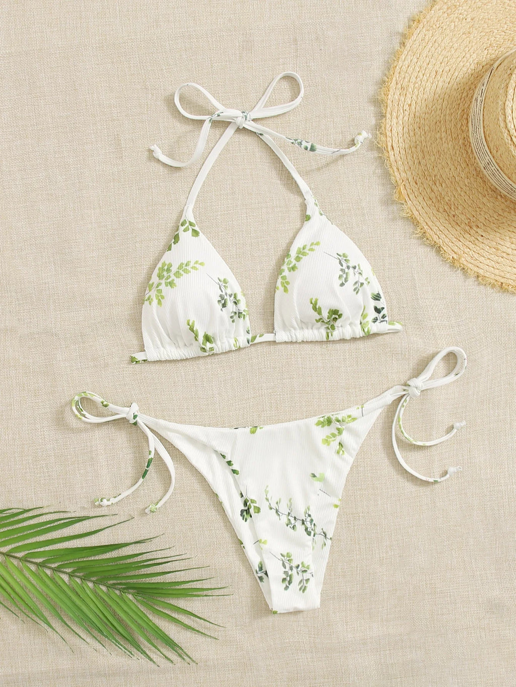 Neck Women's Two-Piece Bikini, Suspender Bra, V Bottom, Women's Swimwear and Apparel
