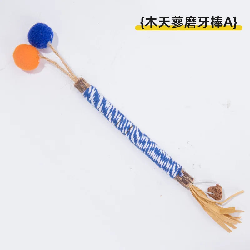 Pet Cat Toys: Self-Amusing, Boredom-Relieving, Valerian Catnip Ball Chew Stick, Jute Ball Pet Toy Supplies