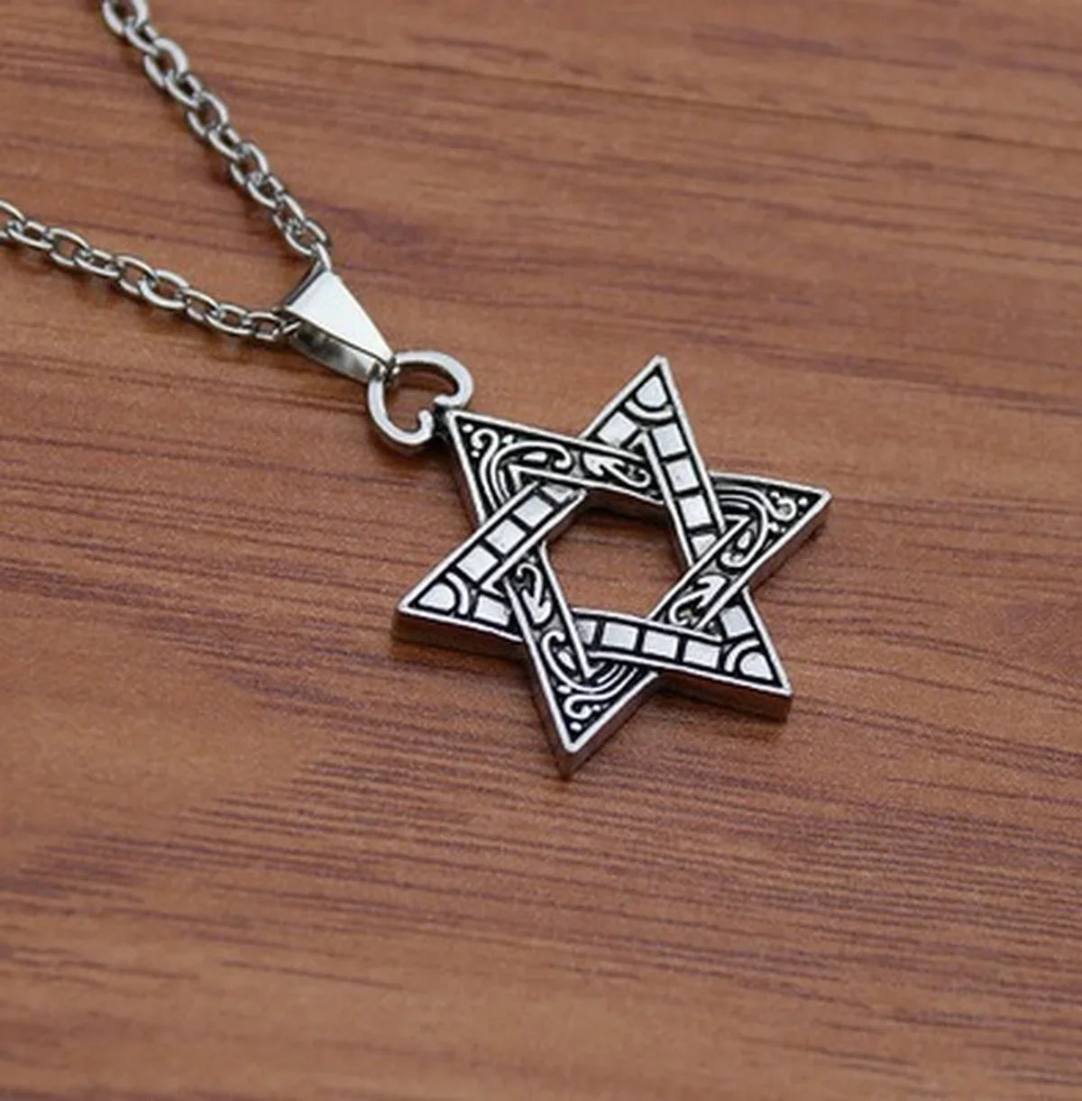 70 Cm Jewelry for Men Boys  Solid Color Six-pointed Star of David Pendant Necklace Titanium Steel Punk Hip Hop Popular Necklace
