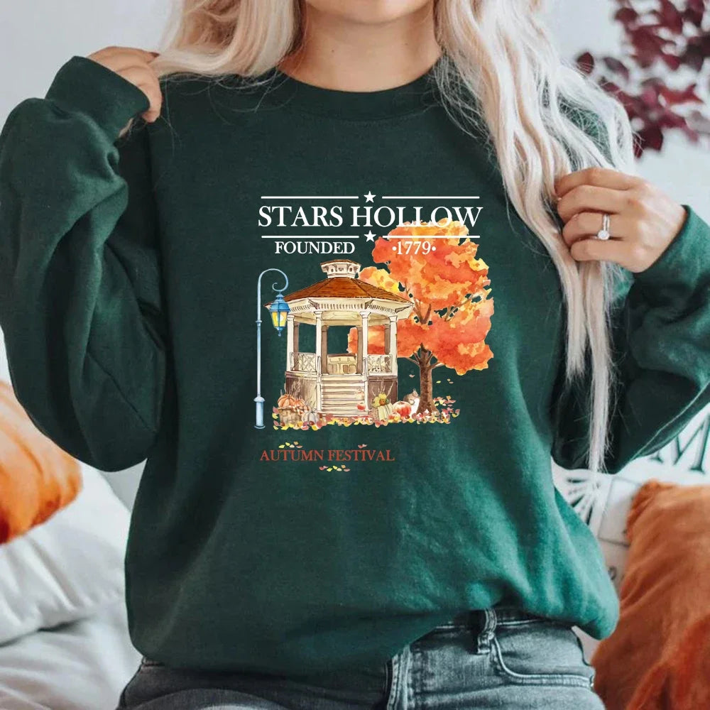 Stars Hollow Fall Crewneck Sweatshirt TV Show Inspired Hoodies Harajuku Graphic Hoodie Streetwear Women Top Unisex Sweatshirts