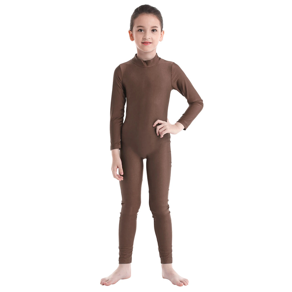 Kids Girls Full Body Suit Gymnastics Bodysuit Ballet Dance Jersey Leotard Jumpsuit Sports Unitard Children Dancewear Sportwear