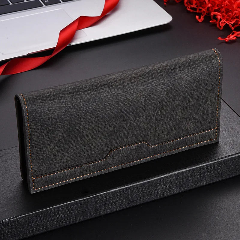 Men's Wallet Men's Long Wallet Vertical Thin Youth Soft Leather Clip Multiple Card Slots Large Capacity Fashionable Suit Bag
