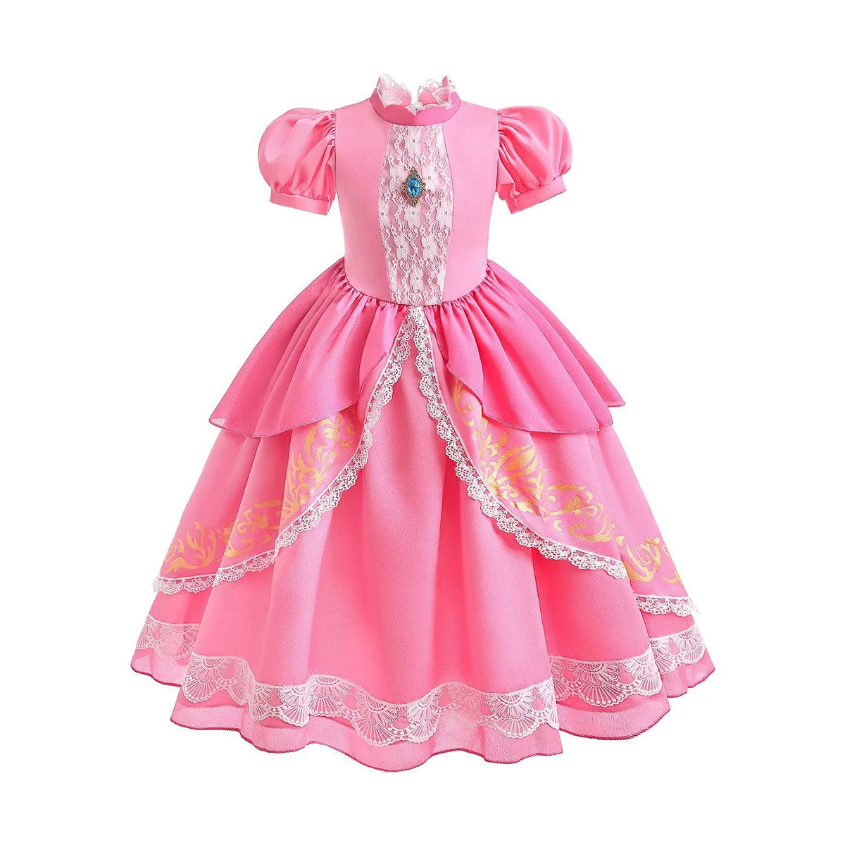 Kid White Peach Costume Princess Costume Plumber Adventure Girls Cosplay Apparel Halloween Video Game Victory Bonus Lolita Dress