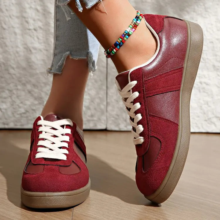 Women's Flat-bottomed Sneakers Spring and Autumn 2025 Series Fashion Casual Lace-up Comfortable Low-cut Shoes Zapatos De Mujer