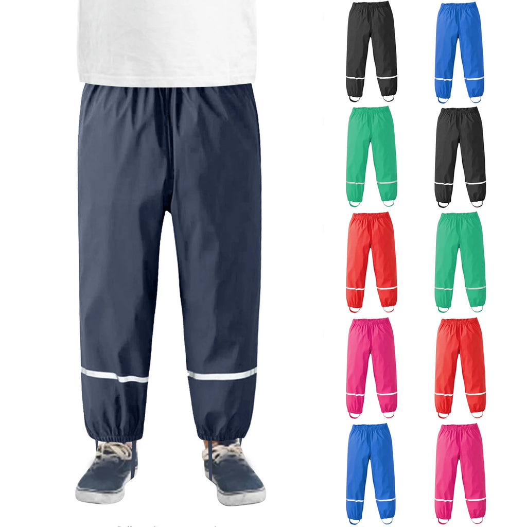 Kids Raincoat Rain Pants Waterproof Cartoon Children’s Kids Rain Dungarees Mud Trousers Waterproof Breathable For Girls Boys