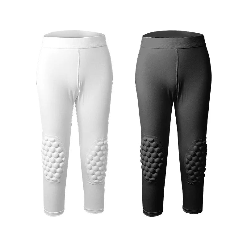 Children Sports Anti-collision Pants Compression Knee Protector 3/4 Length Leggings Football Basketball Kids Training Sportswear