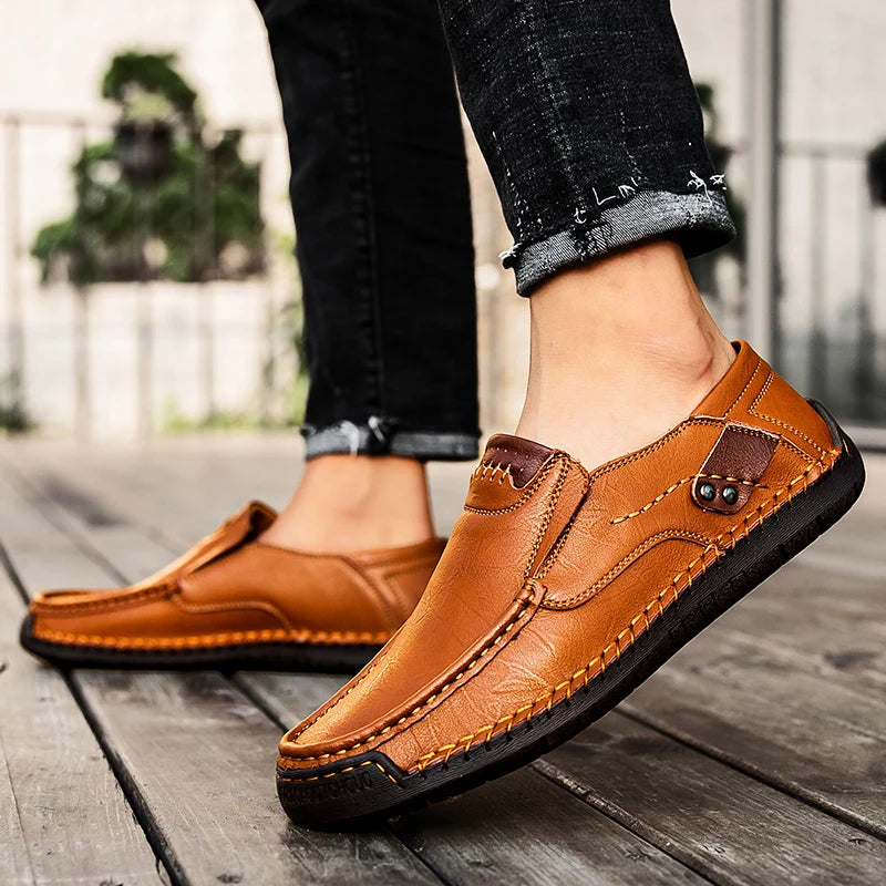 New Men's Flat Casual Shoes Handmade Leather Men Loafers Outdoor Men Shoes Breathable Men Moccasins Men's Sneakers Driving Shoes