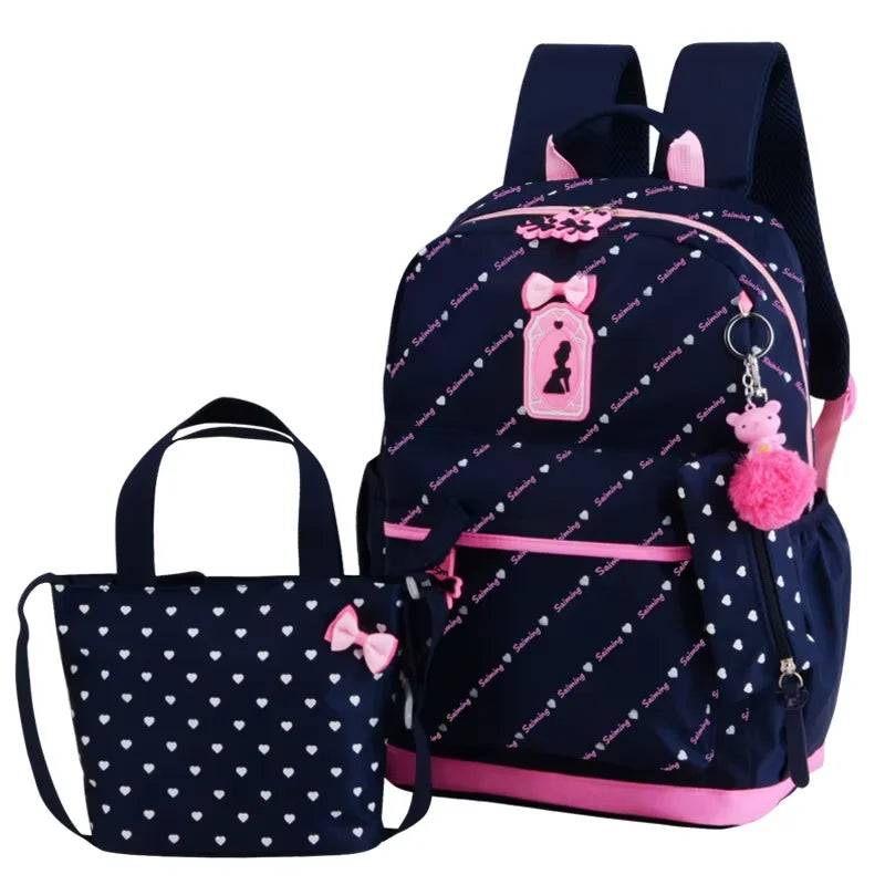 Bunnyfly 3pcs/Set Kids School Bag Backpack Set Fashion Lovely Children's Backpack for Girls Student Mochila Sac