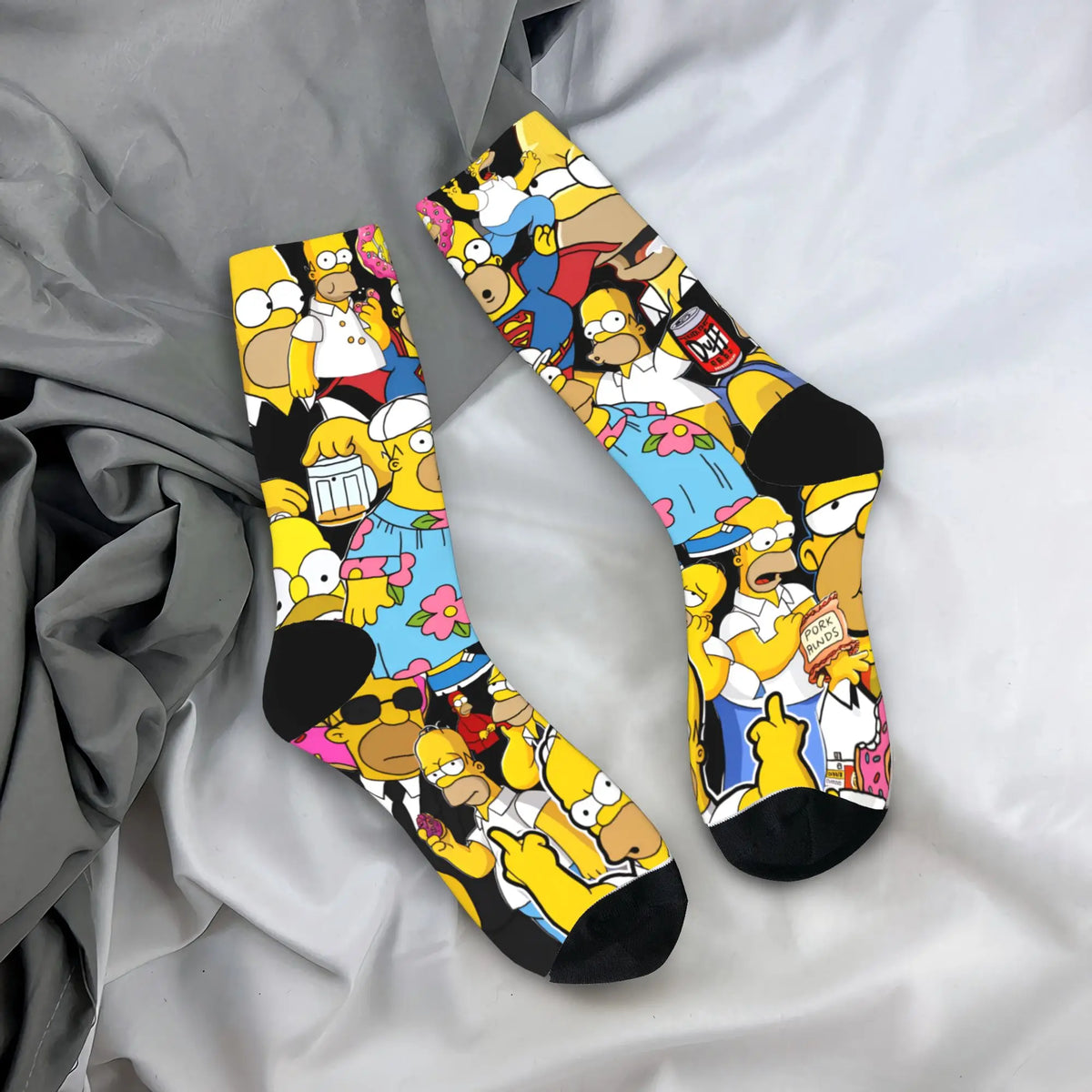 Homer S-Simpsons And Friends Meme Stockings Novelty Socks Unisex Men Breathable Socks Autumn Running Pattern Anti Socks Gift