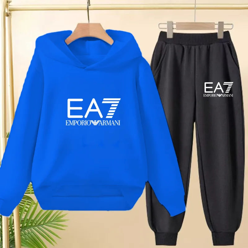 Kids Autumn Winter Hoodie  Letter Print Clothing Casual Top+Trousers 2PBoy Girl 3-12Yrs Child Gift Brand Sports Coat Jogging Set