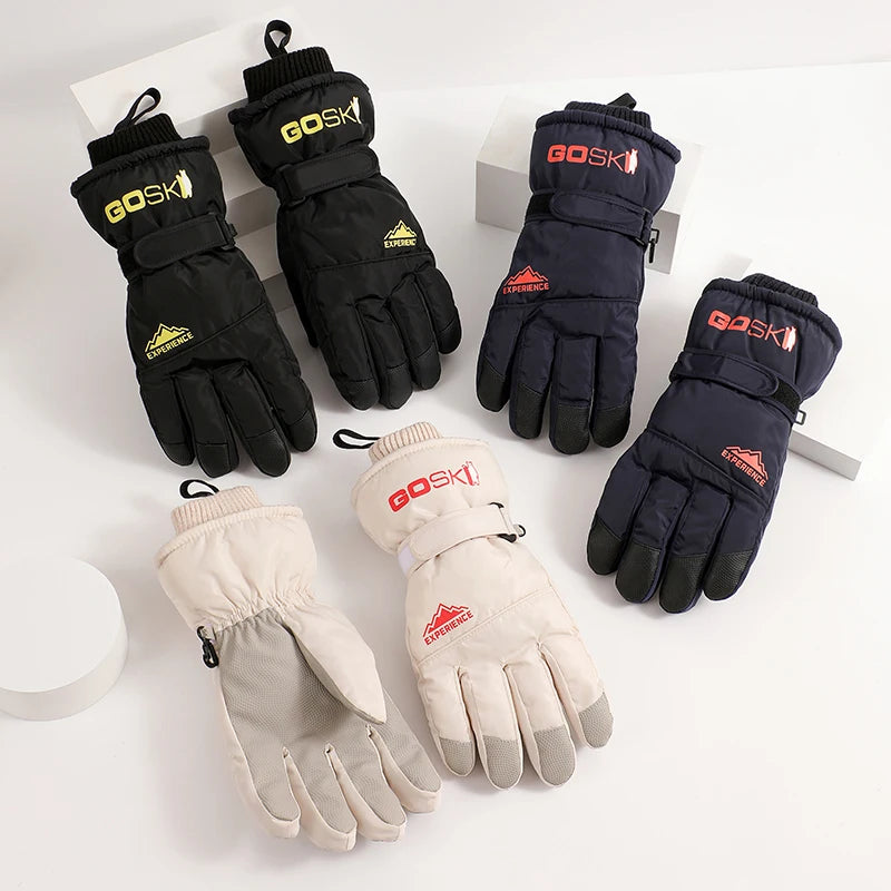 Winter Ski Gloves for Children Warm Thicken Gloves for Boys Girls Outdoor Sports Kids Skiing Riding Mittens Anti Slip