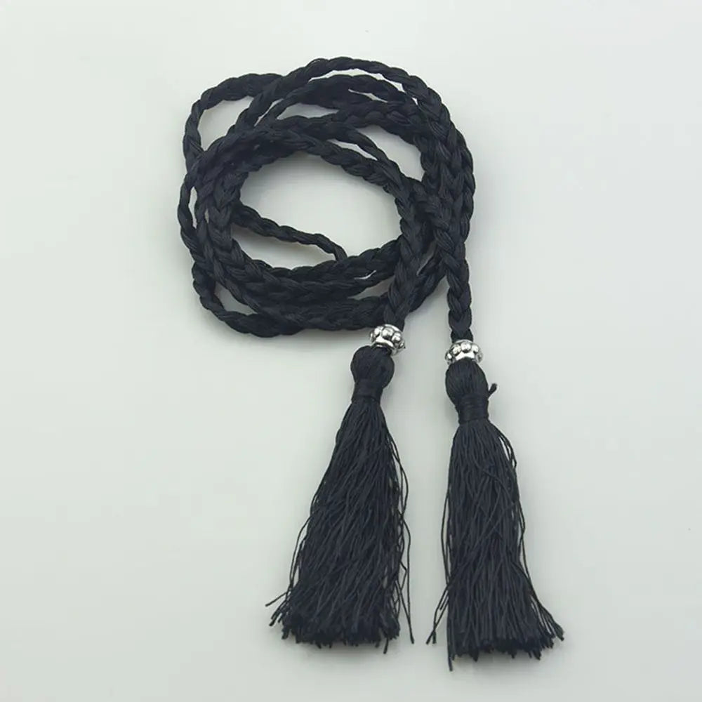 Women 160cm Bow Dress Waistband Tassle Waist Chain Braided Belts Tassles Belts Waist Rope