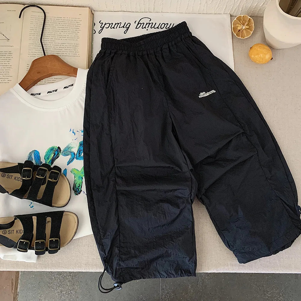 Children Clothing Kids Fashion Korean Style Versatile Long Pants 2026 Summer New Boys Solid Color Simple Casual Pants