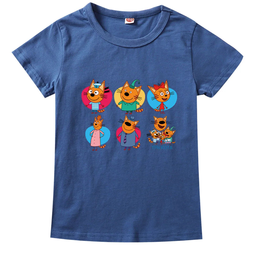 New Cartoon Kid-e-cats T Shirt Kids Three Kitten Russian Print Clothes Boys Summer Short Sleeve T-shirts Baby Girls Fashion Tops