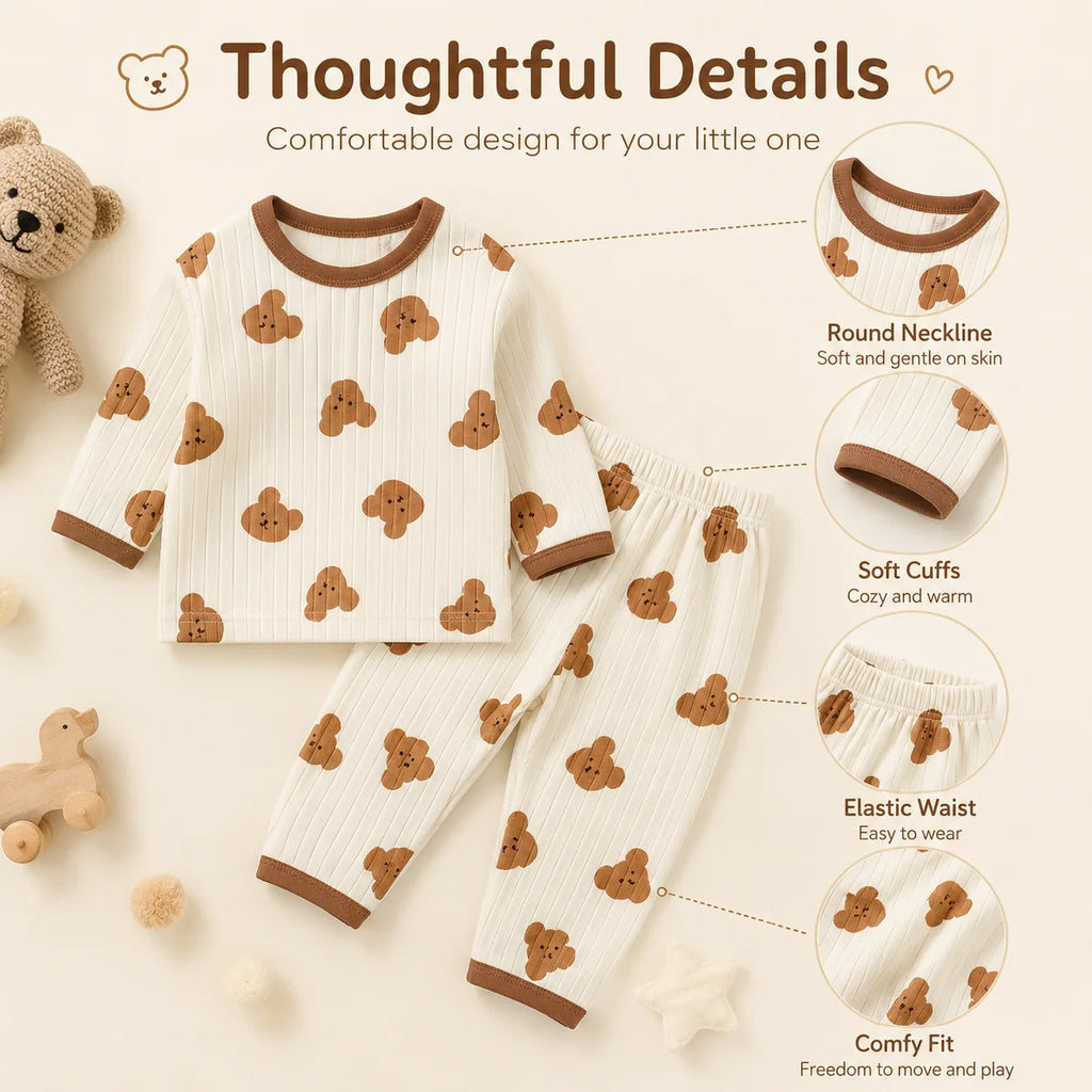 Child Pajam Baby Clothes Children Loungewear Long Sleeve Pajamas for Cute Deisgn Lightweight Comfortable Fabric Sleepwear Outfit