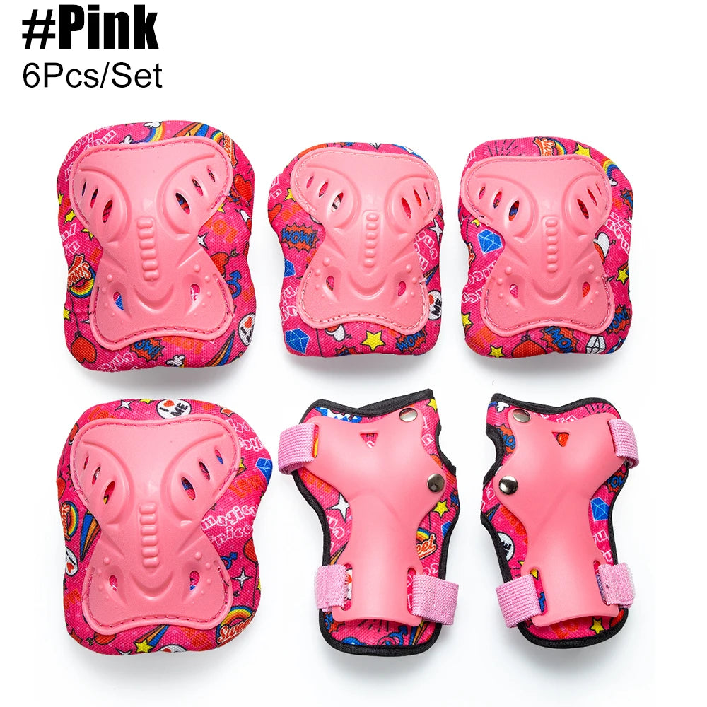 Kids Safety Protective Gear Set Knee Elbow Pads Wrist Guards 3-12 Years for Skateboard Cycling Roller Skates Scooter BMX Sports
