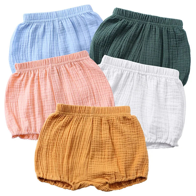 Baby PP Shorts Girls Boys Summer Short Pants for Toddler Kids Cotton Linen Solid Color Bloomers Pants Casual Children's Clothing