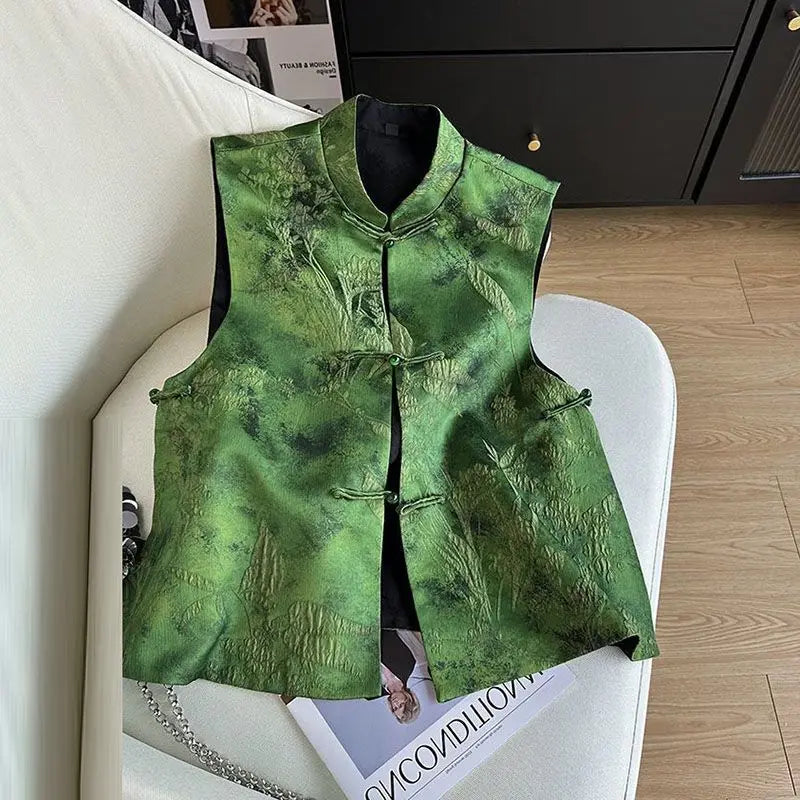Thin Vest for Women Clothing Ethnic Style Print Vintage Clothes Streetwear Coats Women Jackets Chinese style Casual Summer