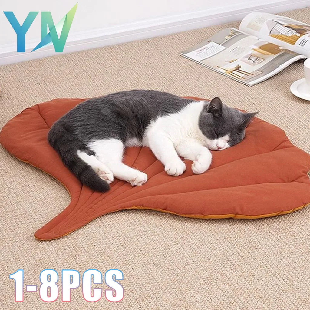 1/2/2/8PCS Pet Mat Leaf Design Cat Sleeping Pad Dog Crate Liner Thick Cushion for Cage Floor Bedding Washable
