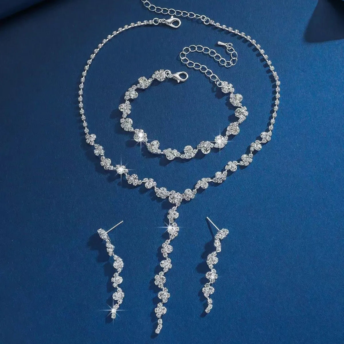 Women's Europ USA Style Jewelry Set, Elega ntTassel Necklace, Earrings & Braceletfor Brides,Trendy Beauty Wedding Ceremonies