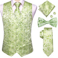Luxury Gold Mens Suit Vest Red Blue Green Yellow Red Waistcoat Tie Bowtie Hanky Cufflinks Set Male Waist Jacket Wedding Office