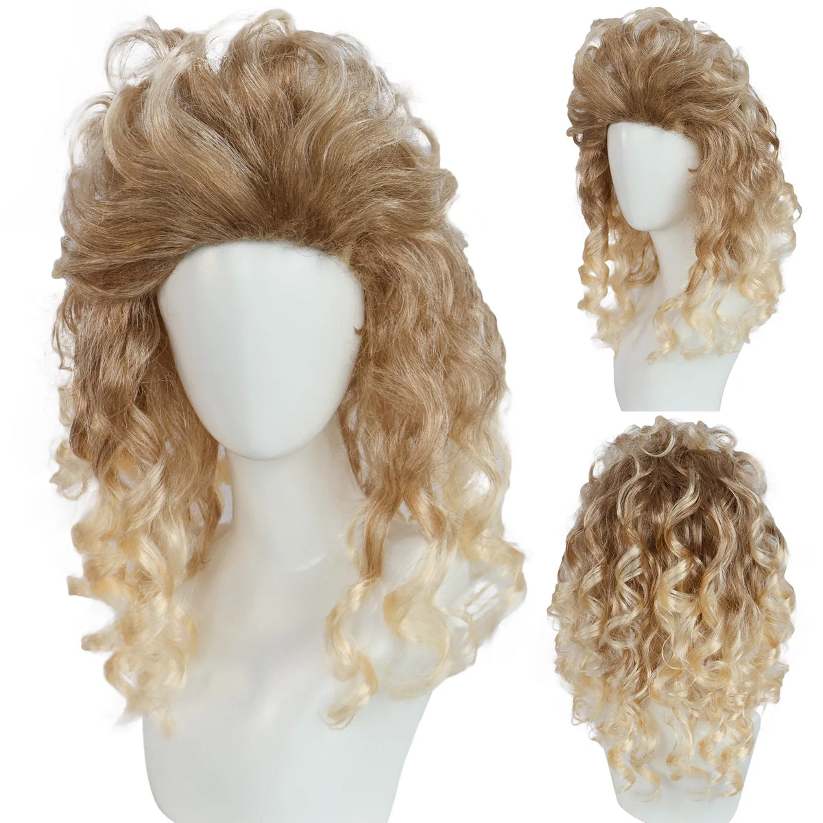 Synthetic Blonde Big Curly Wig  for Women 80s Hippie Rocking 70s 90s Theme Party, Classic Fashion Retro Elegant Princess Wig