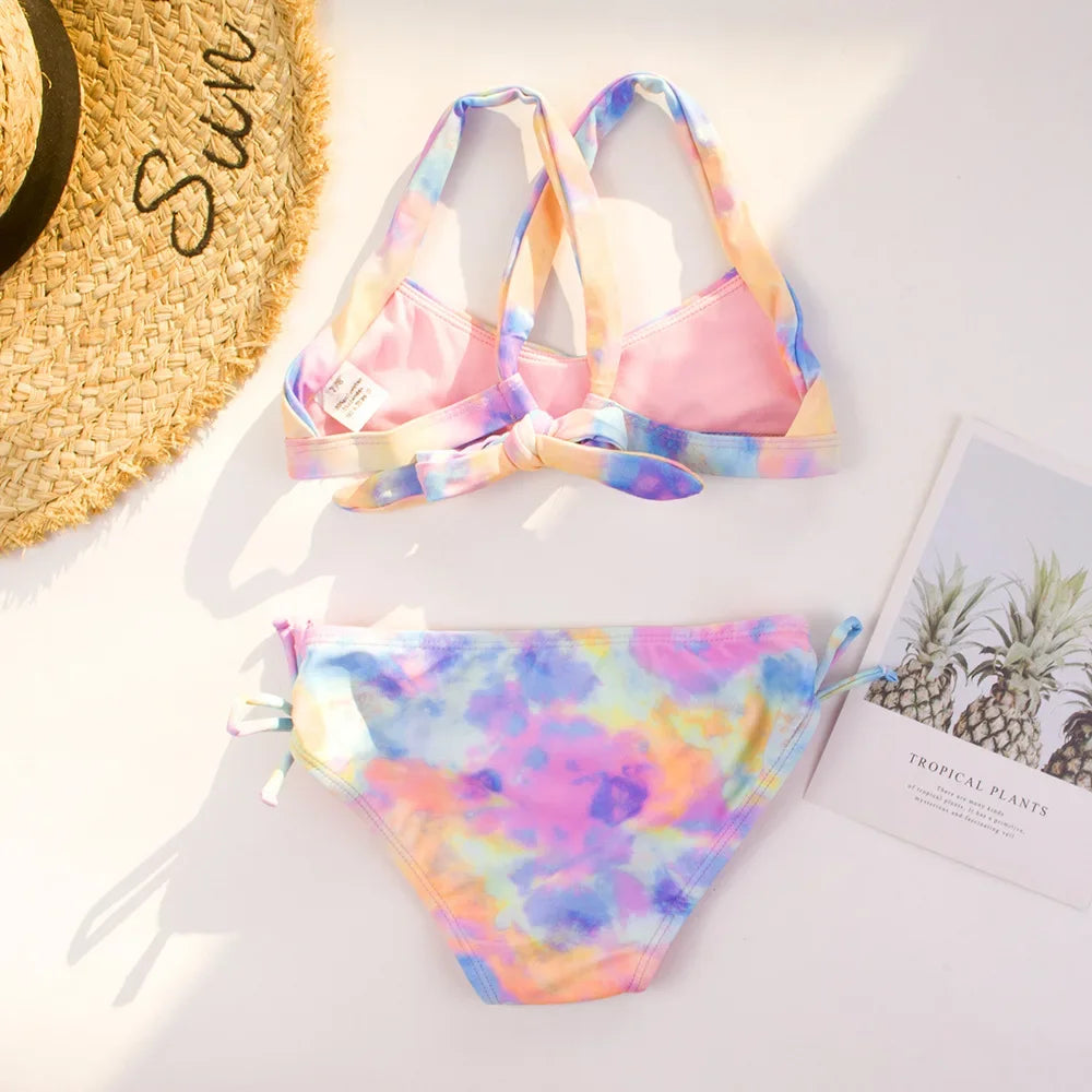 Girl Swimwear Two Pieces Swimsuits Girls Bikini Sets Kids Bathing Suits Children Beach Biquini Girl Bikinis Swimming Wear 6-14Y