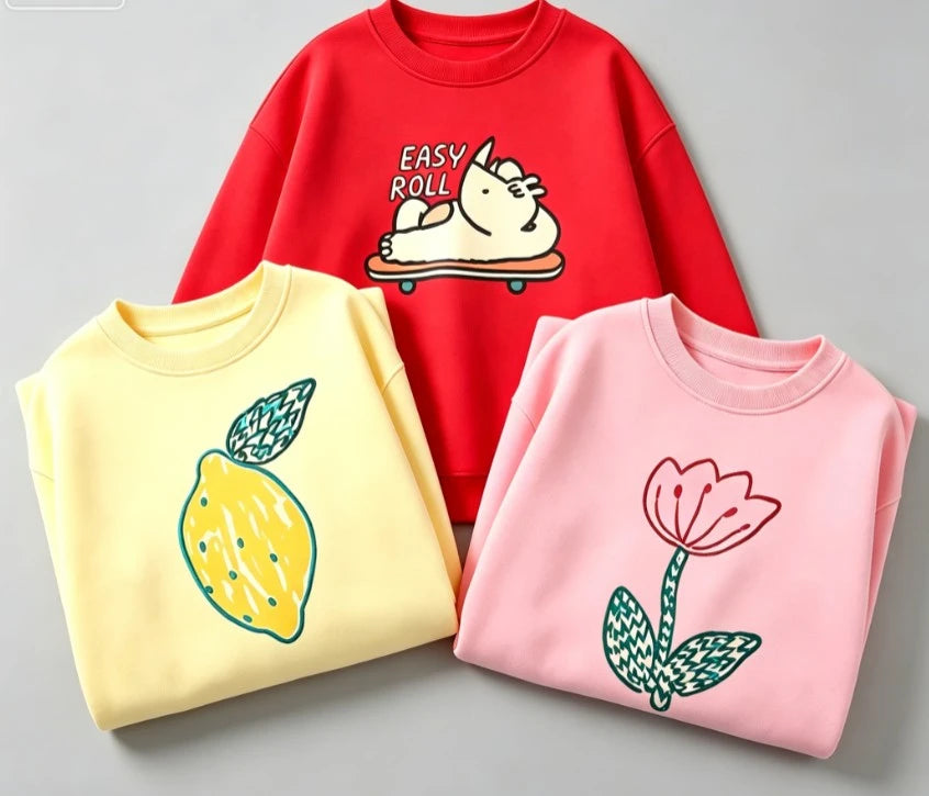 Kids Crewneck Sweatshirt Cartoon Printed Casual Pullover Top For Boys Girls Spring Autumn Loose Comfortable Long Sleeve Outfits