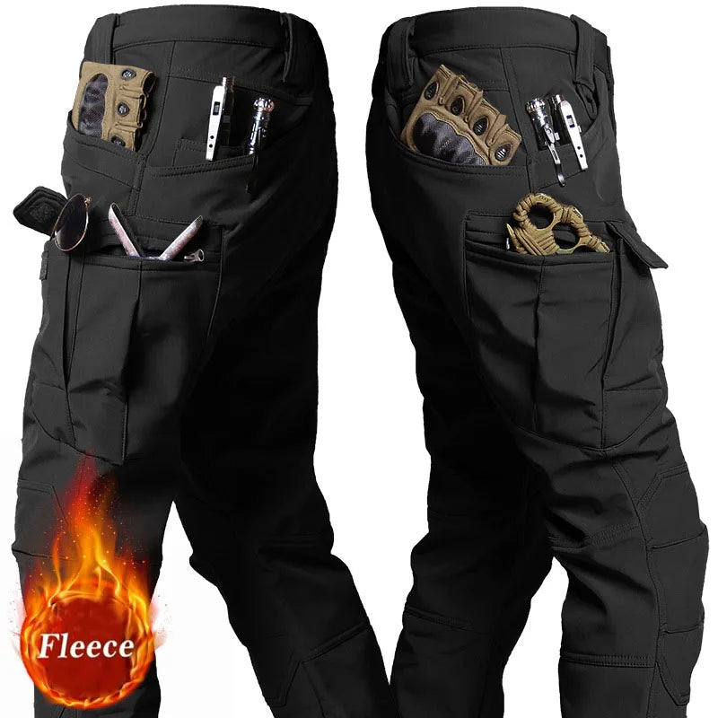 Stretch Waterproof Pants Men Casual Winter Thick Warm Fleece Shark Skin Trousers Male Windbreaker Sweatpants Mens Tactical Pants