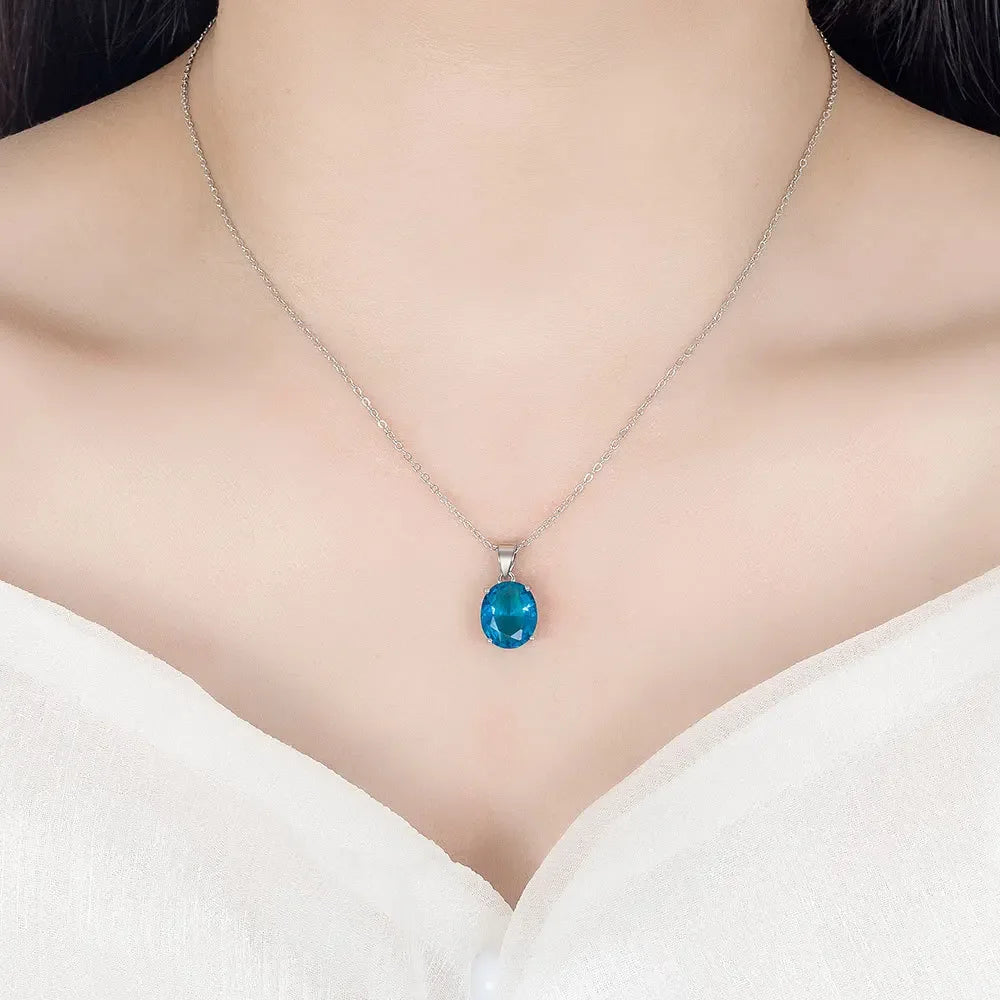 S925 Sterling Silver Jewelry Sets For Women Ellipse Zircon Ring Necklace Earrings Luxury Accessories