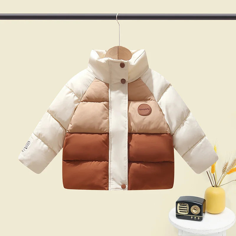 Kids Winter Warm Down Coats Children Casual Versatile Zipper Jacket Boys Girls Comfort Thick Plush Thermal Outdoor Outerwear