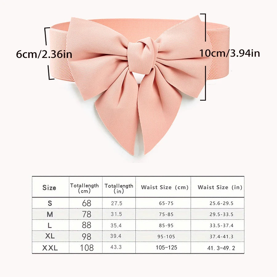Women Stretch Waist Belt Straps Elegant Wide Side Waistband Large Bow Elastic Belts For Girls Dress Coat Cummerbunds Corset