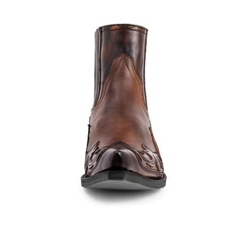 New Men's Boot Handmade Wedge Ankle Boots for Men Western Cowboy Boots Unisex Men's Leather Shoes Hard-Wearing