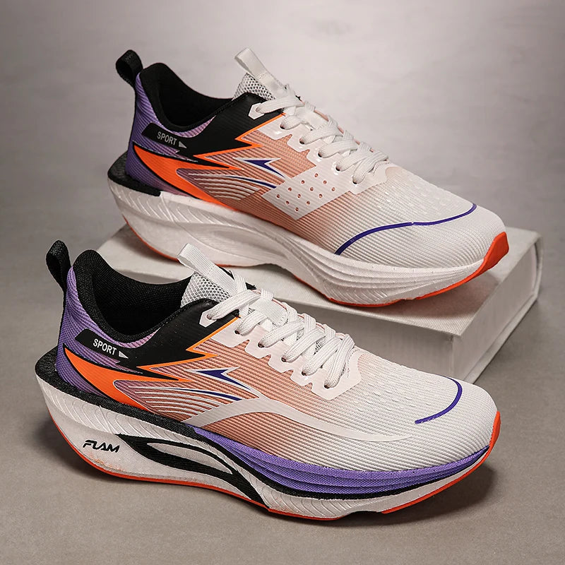 Marathon Men/ women Sports Running Shoes Women's Athletic Lightweight Comfortable Nonskid Carbon Board Air Cushion Breathable Sneakers
