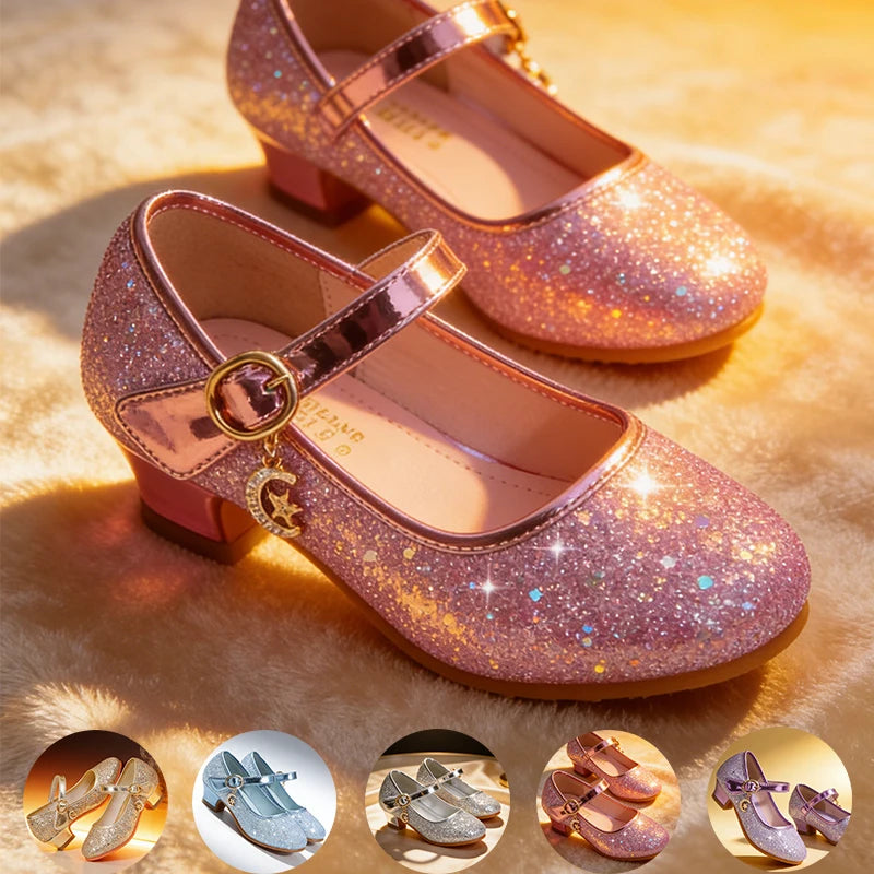 Fancy Little Girls Shiny Princess Dress Up Mary Jane Heels Halloween Cosplay Christmas Birthday Party Pageant Children's Shoes