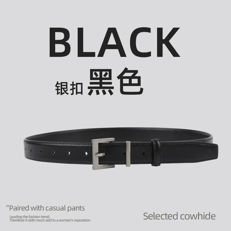 New Waist Belts for Women Plain Real Leather Jeans Belts Strap Blue Pink Khaki Cowhide Waistbands Ladies Daily Dress Decoration