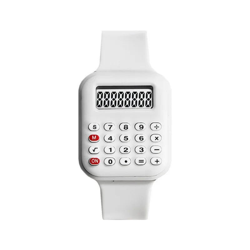 Rubber Strap Children Watch with Calculator Watches for Student Show Time and Date Digital Clock Kids Creative Calculator Watch