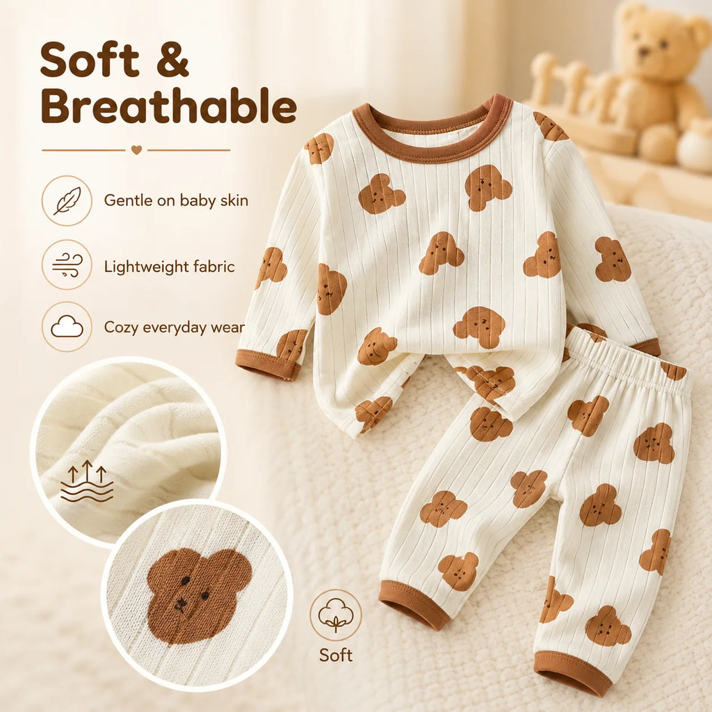 Child Pajam Baby Clothes Children Loungewear Long Sleeve Pajamas for Cute Deisgn Lightweight Comfortable Fabric Sleepwear Outfit