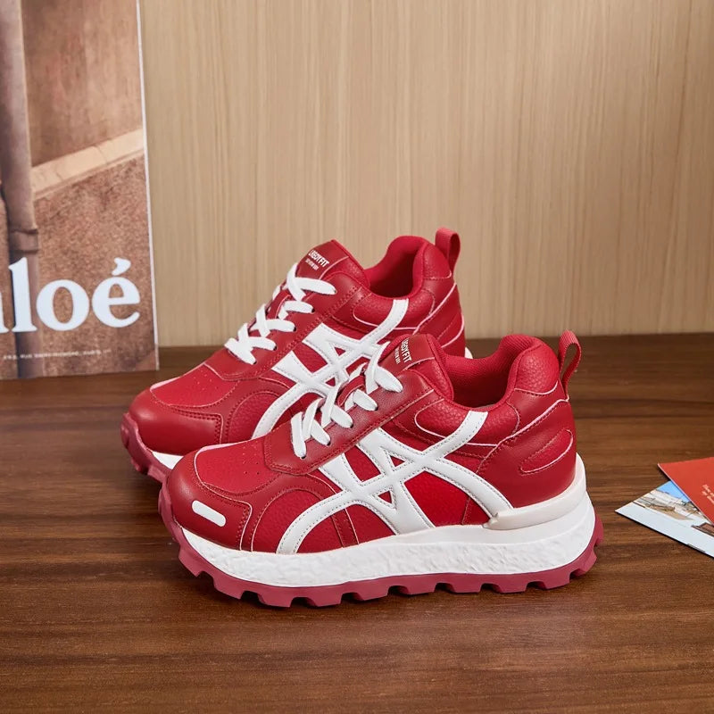Sports shoes for women 2025 thick soled Forrest Gump shoes for women autumn new color blocked casual women's shoes