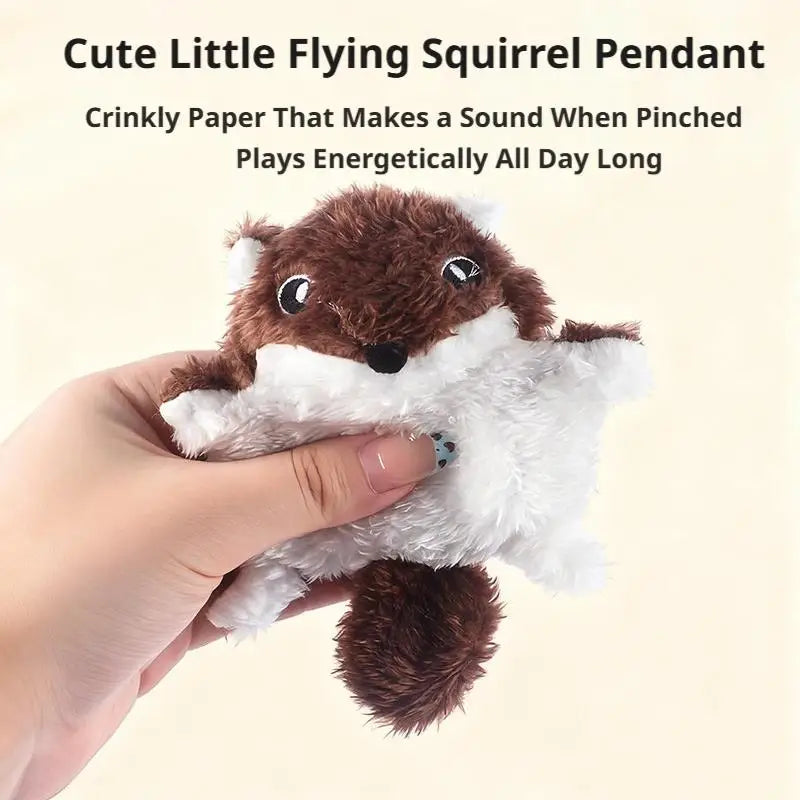 Pet Plush Toy Funny Plush Flying Squirrel Cat Toy Interactive Cat Teaser Toy for Chewing Teething Puppy Pet Playtime