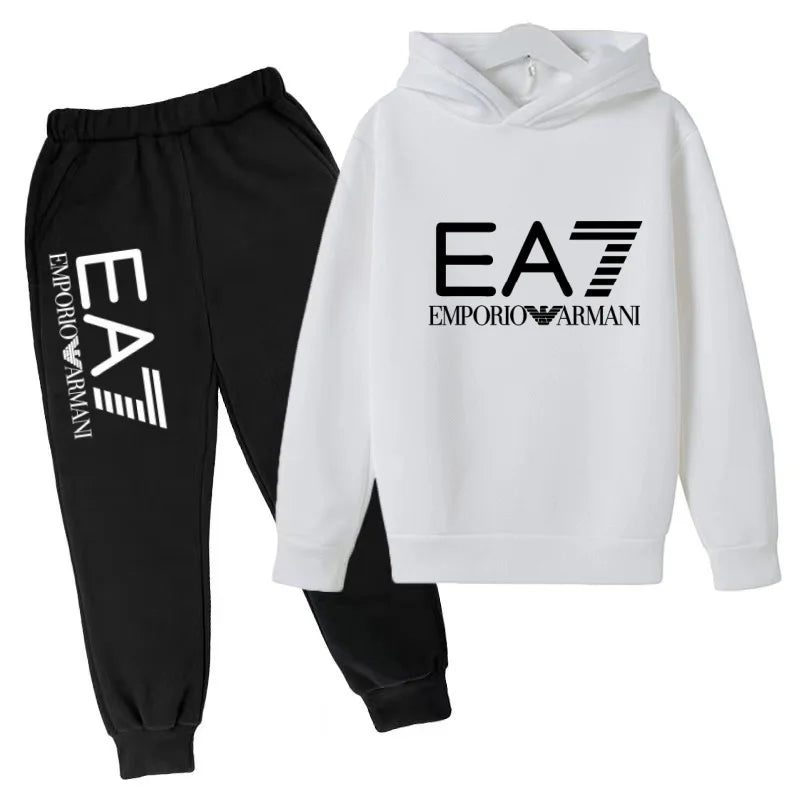Kids Autumn Winter Hoodie Boy Girl 3-12Yrs Letter Print Clothing Casual Top+Trousers 2P Child Gift Brand Sports Coat Jogging Set